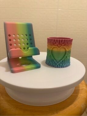 Multicolor Gradient Heart Tree Desk Votive & Stand - Rainbow Accent